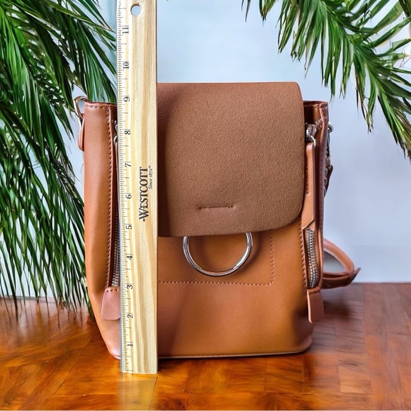 NWT Lulus Convertible Mini Backpack Purse – Tan Brown Faux Leather - Picture 13 of 16